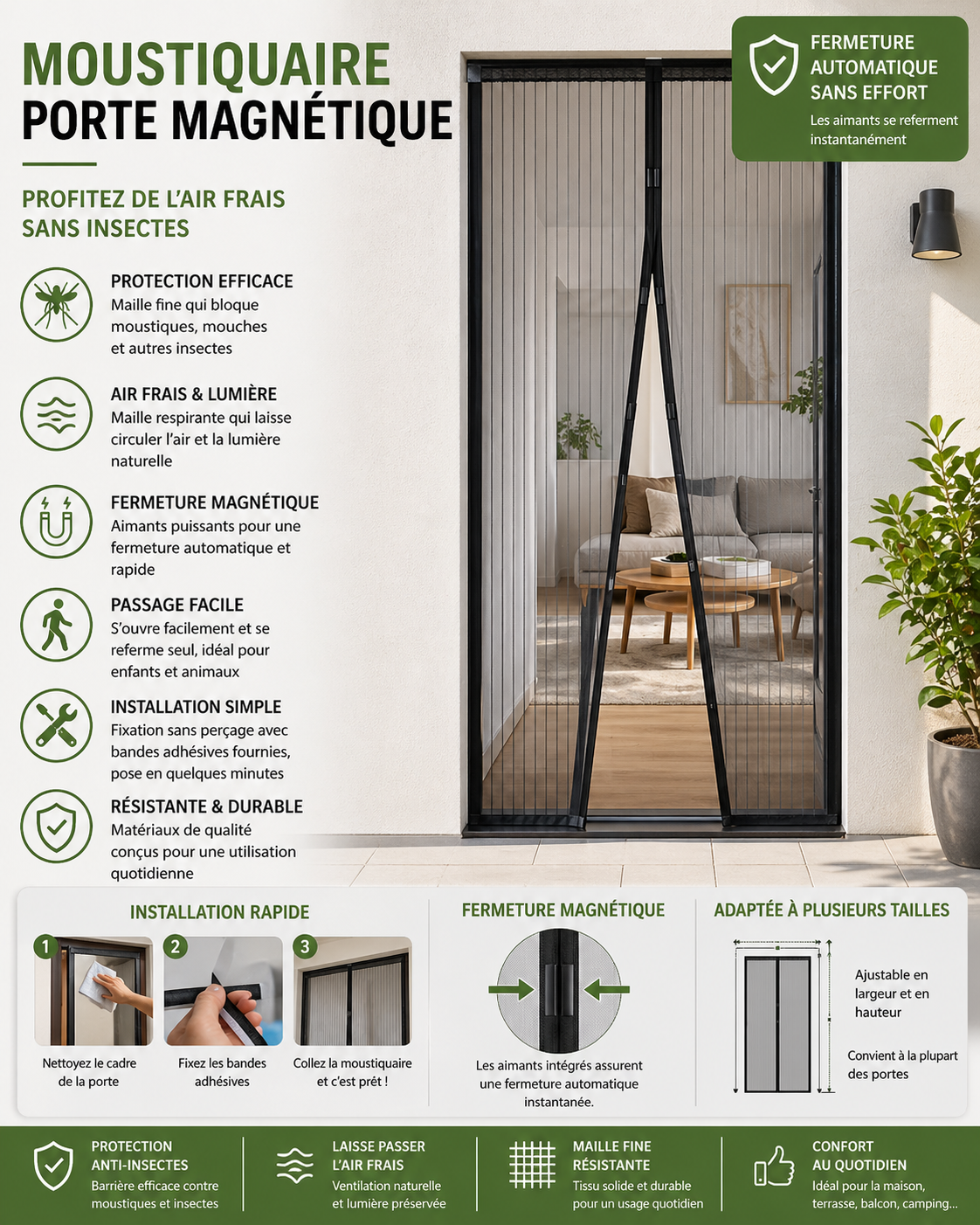 Moustiquaire Porte Magnétique